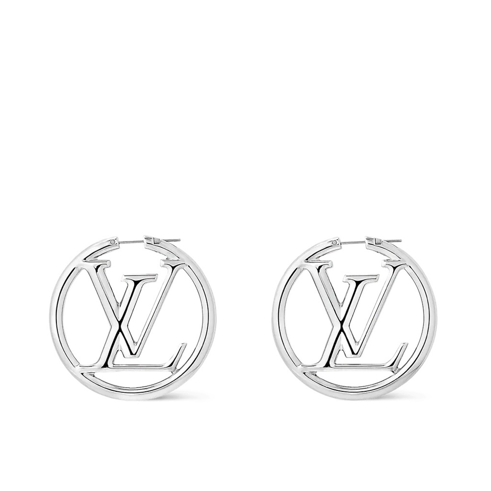 Louis Vuitton Palladium Silver Louise Hoop GM Earrings